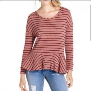 *Free People Rose Stripe Peplum Top Sz.S